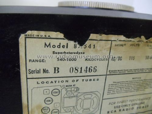 8X541 Ch= RC-1065; RCA RCA Victor Co. (ID = 1223407) Radio
