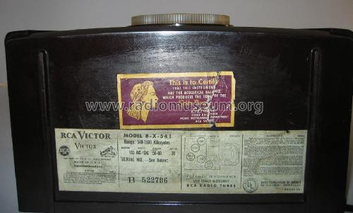 8X541 Ch= RC-1065J; RCA RCA Victor Co. (ID = 2429123) Radio