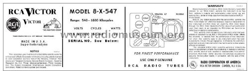 8X547 CH= RC-1065A; RCA RCA Victor Co. (ID = 2780746) Radio