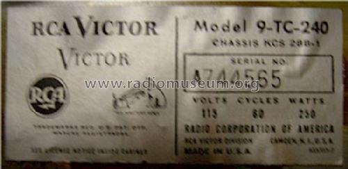 9-TC-240 KCS 28B1; RCA RCA Victor Co. (ID = 1244016) Televisión