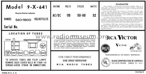 9X641 Ch= RC-1080; RCA RCA Victor Co. (ID = 2896467) Radio