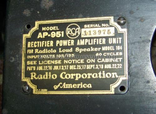 Rectifier Power Amplifier Unit AP-951; RCA RCA Victor Co. (ID = 1017705) Ampl/Mixer