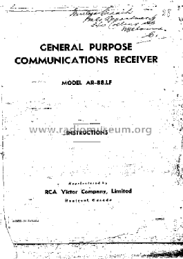 AR-88-LF ; RCA RCA Victor Co. (ID = 711052) Commercial Re
