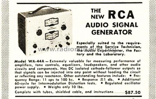 Audio Signal Generator WA-44A; RCA RCA Victor Co. (ID = 1802674) Equipment