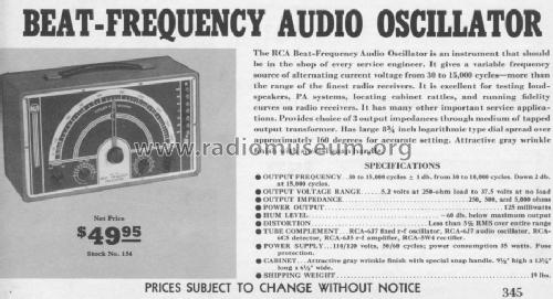 Beat Frequency Oscillator 154; RCA RCA Victor Co. (ID = 1101965) Ausrüstung