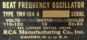 Beat Frequency Oscillator TMV-134-A; RCA RCA Victor Co. (ID = 555229) Equipment