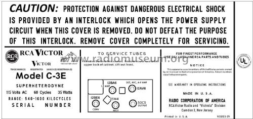 C3E Ch= RC-1188D; RCA RCA Victor Co. (ID = 2841055) Radio