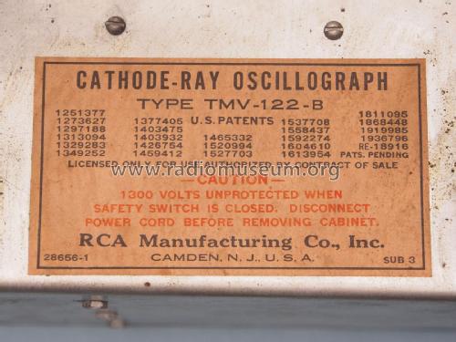 Cathode Ray Oscillograph TMV-122-B; RCA RCA Victor Co. (ID = 2928278) Ausrüstung