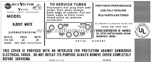 Clock Radio RJD10Y White; RCA RCA Victor Co. (ID = 2944956) Radio
