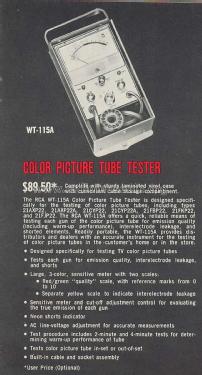 Color Picture Tube Tester WT-115-A; RCA RCA Victor Co. (ID = 2133899) Equipment