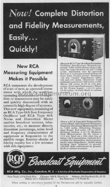 Distortion and Noise Meter 69A; RCA RCA Victor Co. (ID = 1095752) Equipment