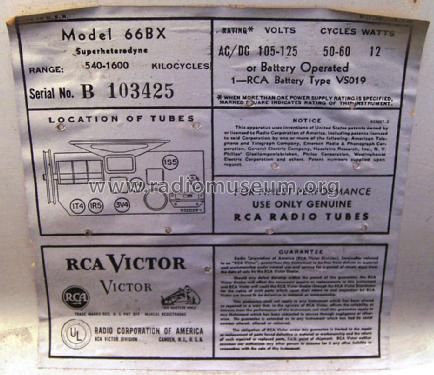 Globe-Trotter 66BX Ch= 1040B; RCA RCA Victor Co. (ID = 1423685) Radio