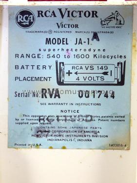 JA-1 RC-1199D; RCA RCA Victor Co. (ID = 2704037) Radio