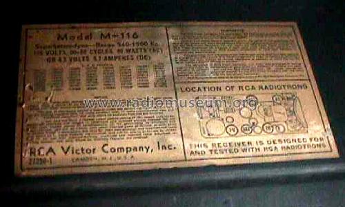 M116 ; RCA RCA Victor Co. (ID = 1215896) Car Radio