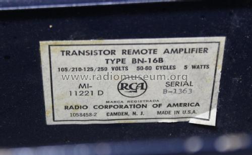 Transistor Remote Amplifier MI-11221D Type BN-16B; RCA RCA Victor Co. (ID = 2333255) Ampl/Mixer