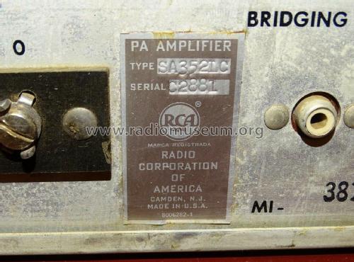 PA Amplifier SA352LC MI-38104C; RCA RCA Victor Co. (ID = 2659229) Ampl/Mixer