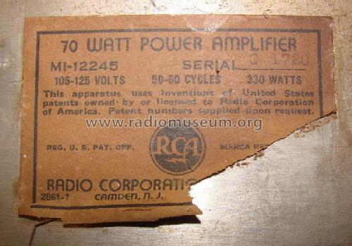 Power Amplifier MI-12245; RCA RCA Victor Co. (ID = 1938432) Ampl/Mixer