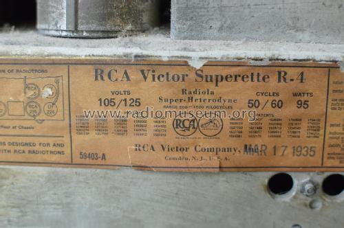 Superette R-4; RCA RCA Victor Co. (ID = 2298349) Radio