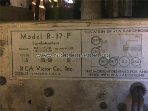 R-37-P ; RCA RCA Victor Co. (ID = 2052229) Radio
