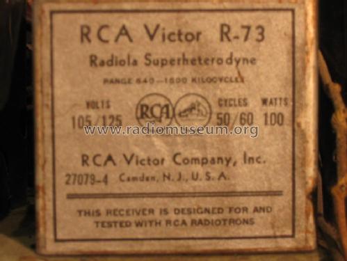 R-73-B Gothic ; RCA RCA Victor Co. (ID = 913782) Radio