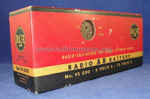 Radio AB Battery - 6 Volts A - 75 Volts B VS 050; RCA RCA Victor Co. (ID = 1724591) Strom-V