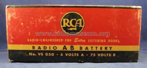 Radio AB Battery - 6 Volts A - 75 Volts B VS 050; RCA RCA Victor Co. (ID = 1724599) Power-S