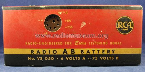 Radio AB Battery - 6 Volts A - 75 Volts B VS 050; RCA RCA Victor Co. (ID = 1724600) Strom-V