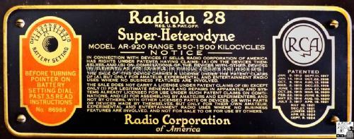 Radiola 28 AR-920; RCA RCA Victor Co. (ID = 2429070) Radio