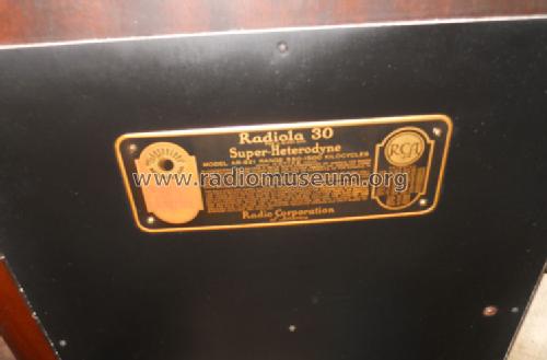 Radiola 30 AC; RCA RCA Victor Co. (ID = 992725) Radio