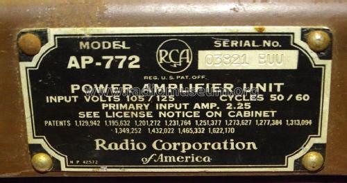 Radiola 64 AR-894 Socket Power Unit AP-772; RCA RCA Victor Co. (ID = 2991102) Radio