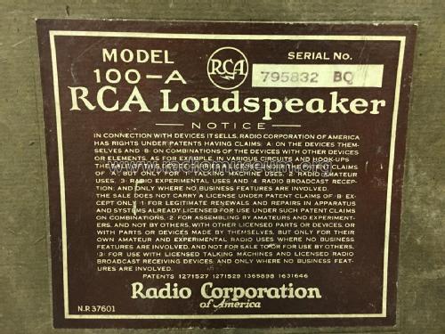 Radiola Loudspeaker 100-A; RCA RCA Victor Co. (ID = 2247458) Parlante