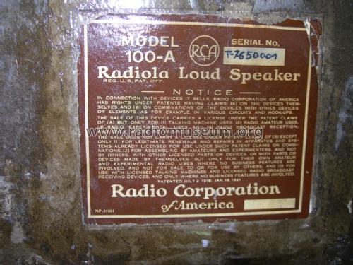 Radiola Loudspeaker 100-A; RCA RCA Victor Co. (ID = 2433228) Altavoz-Au