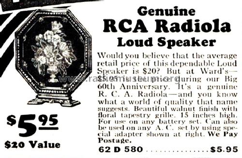 Radiola Loudspeaker 580 Order= 62 D 580; RCA RCA Victor Co. (ID = 1749815) Altavoz-Au