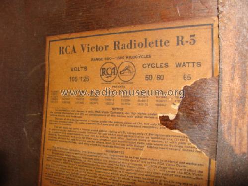 Radiola R-5 Radiolette DC; RCA RCA Victor Co. (ID = 877120) Radio