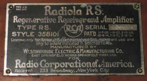 Radiola RS; RCA RCA Victor Co. (ID = 1253938) Radio
