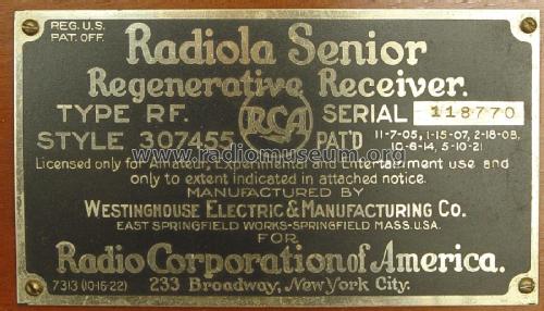 Radiola Sr ; RCA RCA Victor Co. (ID = 2350507) Radio