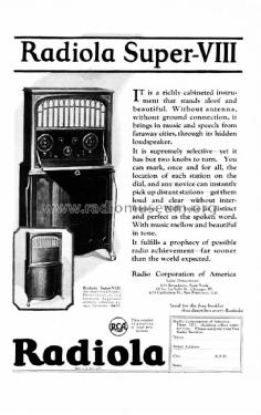 Radiola Super-VIII ; RCA RCA Victor Co. (ID = 1164850) Radio