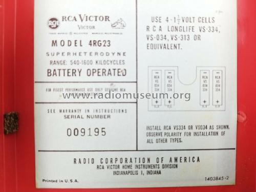 4RG23 ; RCA RCA Victor Co. (ID = 2369411) Radio