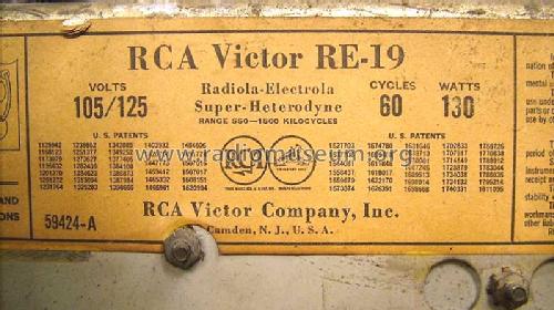 RE19; RCA RCA Victor Co. (ID = 338093) Radio