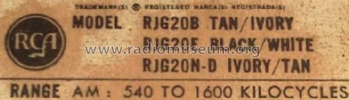 RJG20N-D ; RCA RCA Victor Co. (ID = 523147) Radio