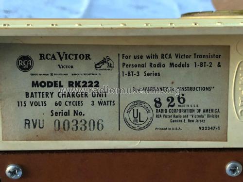 Transicharger Super All Transistor BC-3, RK-222 Ch= RC-1187; RCA RCA Victor Co. (ID = 2317520) Radio