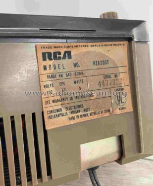 RZA203T ; RCA RCA Victor Co. (ID = 2997453) Radio