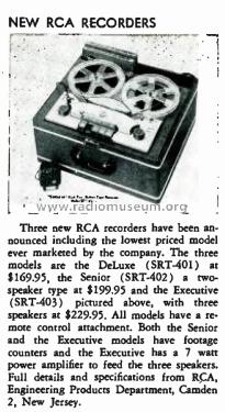 Tape Recorder 'Executive' SRT-403 ; RCA RCA Victor Co. (ID = 1804449) R-Player