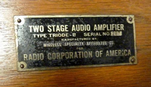 Two-Stage Audio Amplifier Type Triode-B; RCA RCA Victor Co. (ID = 2174804) Ampl/Mixer