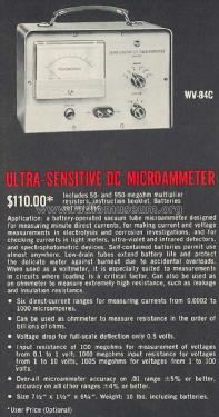 Ultra-Sensitive DC Microammeter WV-84-C; RCA RCA Victor Co. (ID = 498840) Equipment