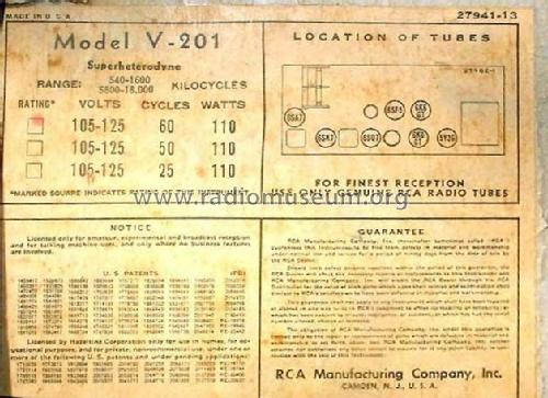 V201 Ch= RC-522; RCA RCA Victor Co. (ID = 237076) Radio