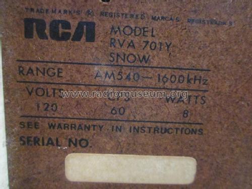 Vibra RVA-701Y 'Snowflake'; RCA RCA Victor Co. (ID = 2276538) Radio