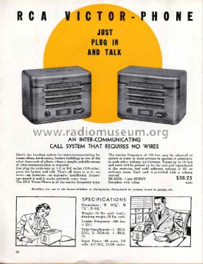 Victor-Phone Inter-Communication System MI-6350; RCA RCA Victor Co. (ID = 2245045) Misc