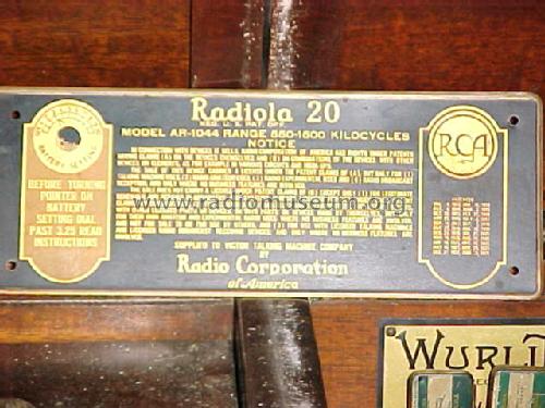 Victor Radiola VV 7-3 Radiola 20; RCA RCA Victor Co. (ID = 807354) Radio