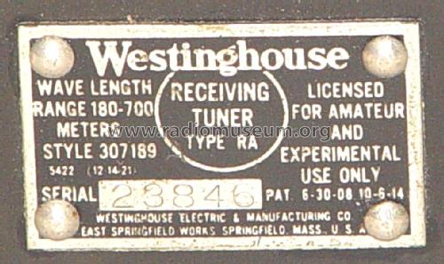 Westinghouse RA; RCA RCA Victor Co. (ID = 2350648) mod-pre26